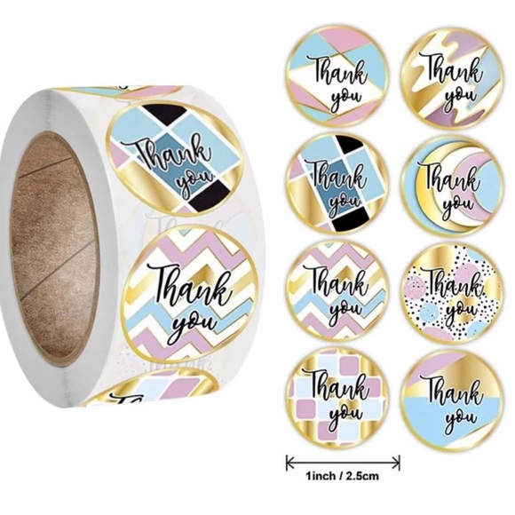 500 Thank You Stickers, Geometric Pattern, New - Picture 2 of 16